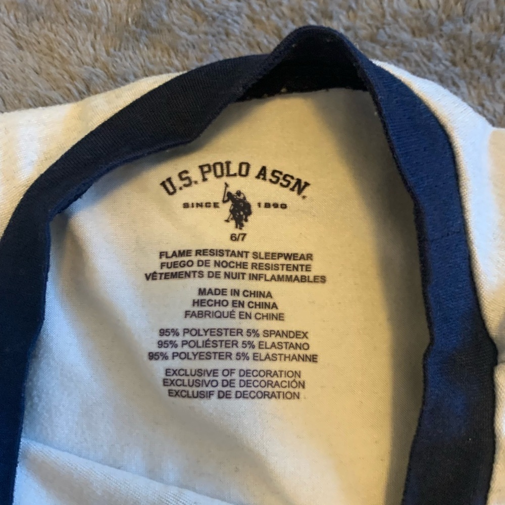 U.S. Polo Assn. White and Blue Pajama Set Classic Comfort - Picture 3 of 8